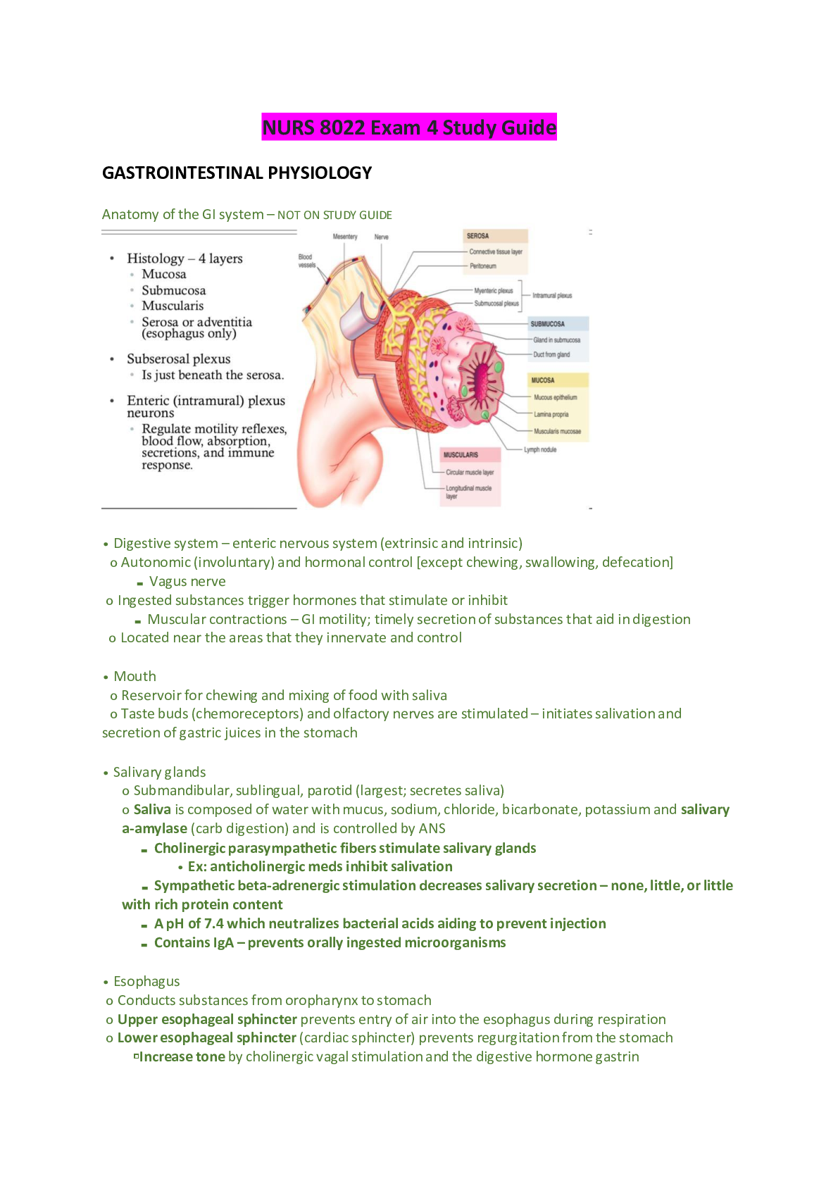 Preview of NURS 8022 Exam 4 Study Guide